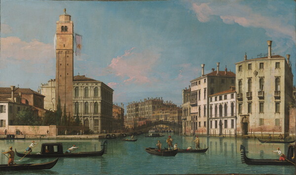 카날레토, ‘베네치아 카나레조 입구’, 1734-42년경(위). 작품 이미지 출처 영국 내셔널갤러리. 